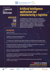 Programma webinar "Artificial Intelligence: applicazioni per manufacturing e logistica"